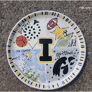 Iowa Hawkeyes Hand Painted Collector's Plate One Of A Kind 8" Football
